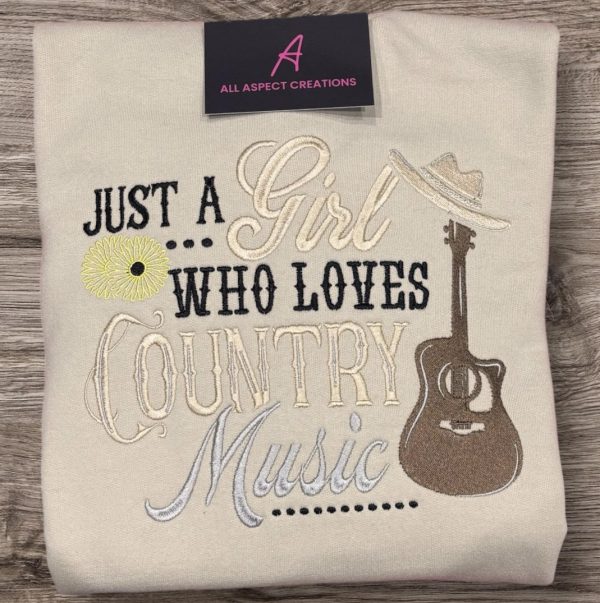 Just a girl who loves country music embroidered sweatshirt/hoodie. - Image 3