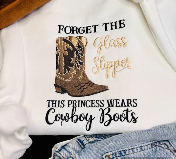 Forget the glass slipper this princess wears cowboy boots embroidered sweatshirt/hoodie - Image 4