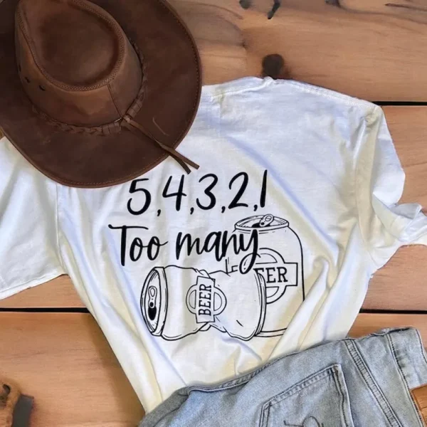 Luke Combs, 5,4,3,2,1 too many beer T-shirt - Image 2