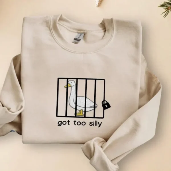 Embroidered Silly Goose Sweatshirt, prison Goose - Image 2