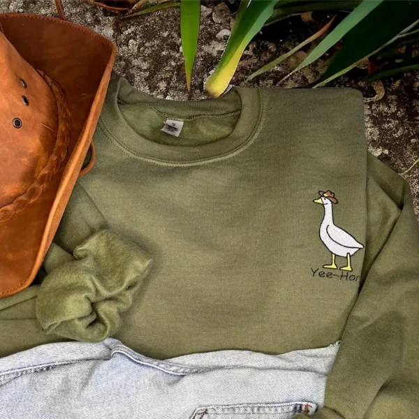 Embroidered Yee honk silly goose sweatshirt.