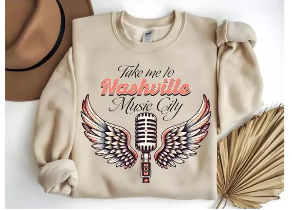 Take me to Nashville city, microphone t-shirt