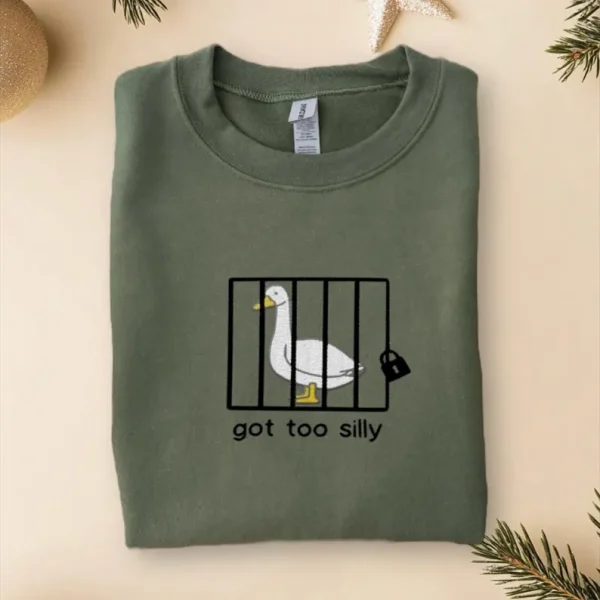 Embroidered Silly Goose Sweatshirt, prison Goose