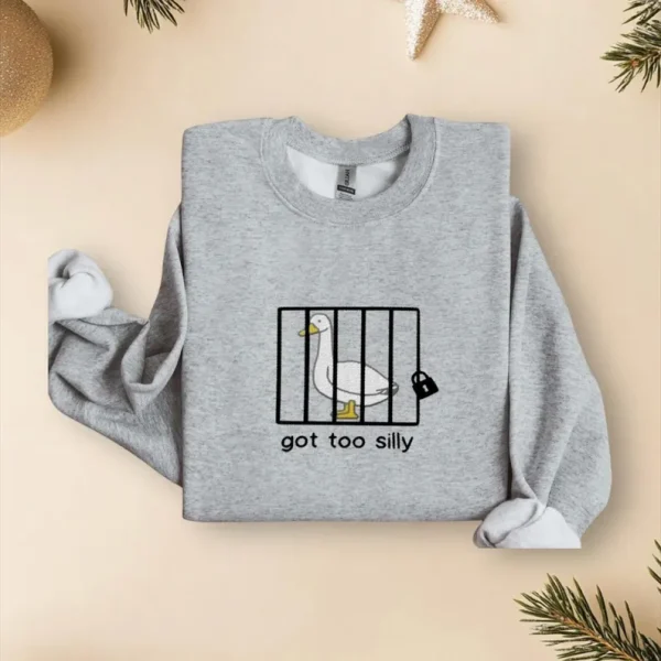 Embroidered Silly Goose Sweatshirt, prison Goose - Image 3