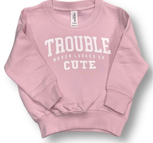 Trouble never looked so cute kids slogan sweatshirt - Image 4