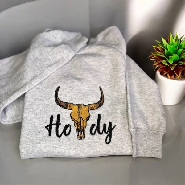 Howdy longhorn embroidered sweatshirt/Hoodie.