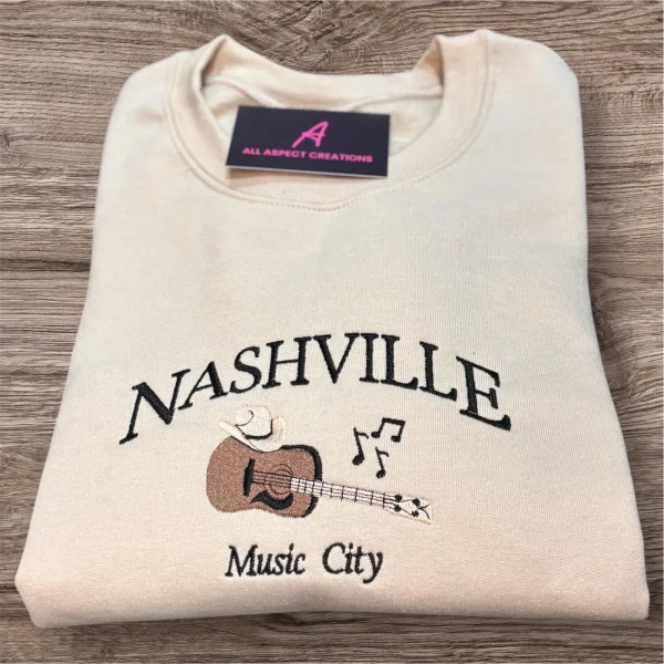 Nashville music city embroidered sweatshirt/Hoodie.