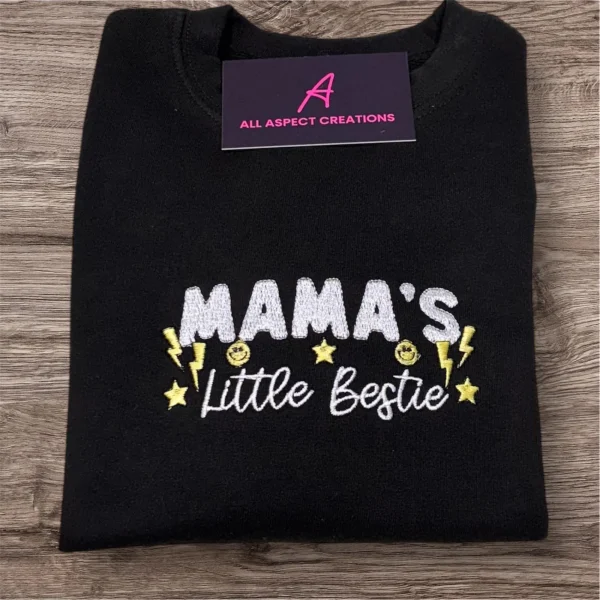 Mamas little bestie embroidered slogan sweatshirt.