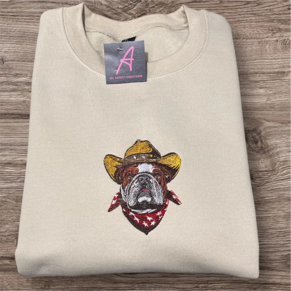 Western english bulldog embroidered sweatshirt/Hoodie.