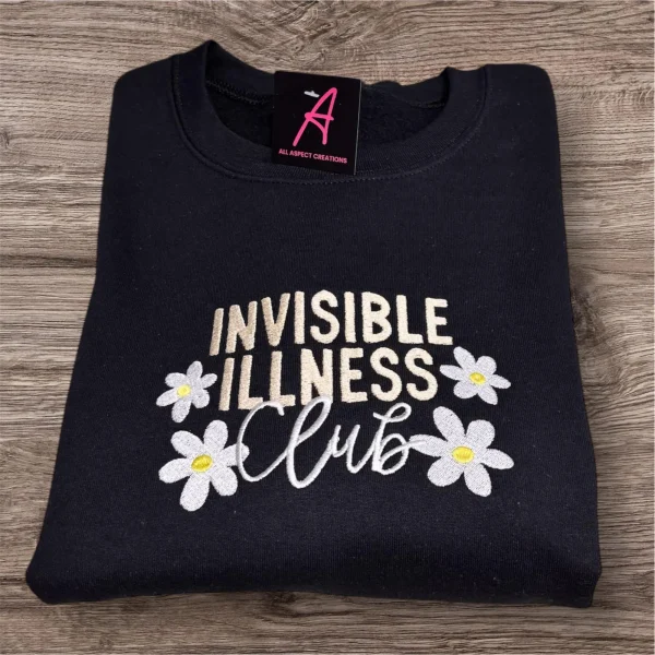 Invisible illness club Children's embroidered slogan sweatshirt.