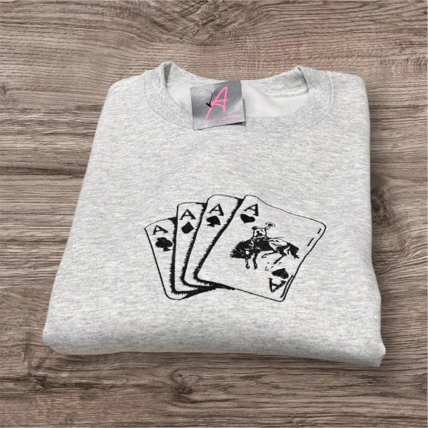 Western ace cards embroidered sweatshirt/Hoodie.