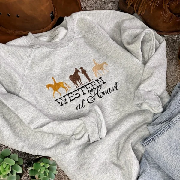 Western at heart embroidered sweatshirt/Hoodie.