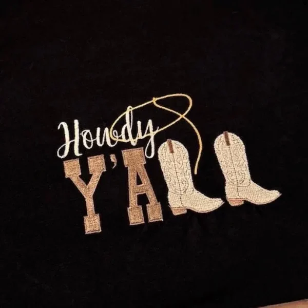 Howdy y'all cowboy boots embroidered sweatshirt/Hoodie. - Image 2