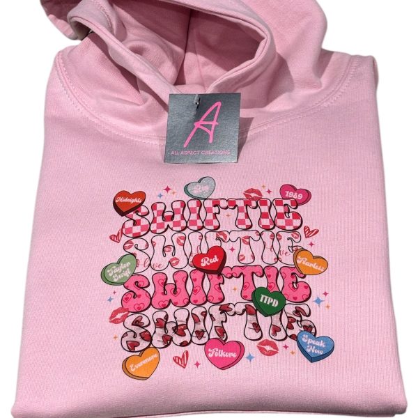 Taylor Swift song titles children’s sweatshirt.