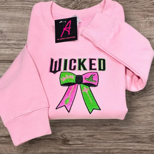 Children's embroidered Wicked bow sweatshirt.