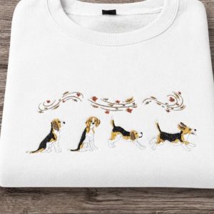 Beagle Dog Embroidered Sweatshirt Or Hoodie.