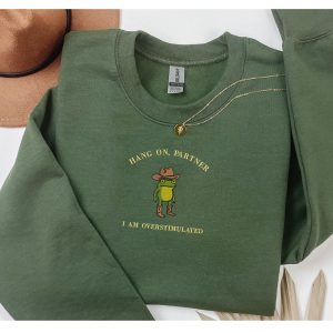 Embroidered overstimulated cowboy frog sweatshirt