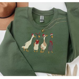 Embroidered Christmas Ducks Sweatshirt Or Hoodie.