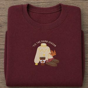 Embroidered "Tis the Damn Season" Sweatshirt: Cosy Autumn Jumper