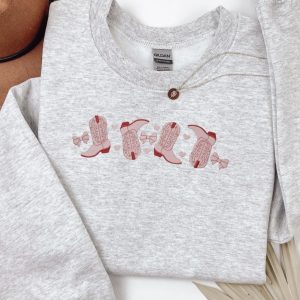 Embroidered Valentines Cowboy Boots Sweatshirt