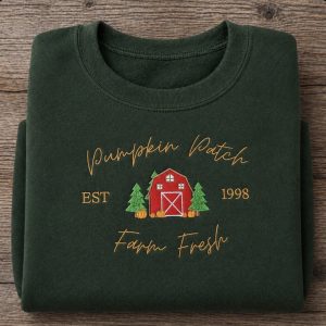 Pumpkin Patch Farm Fresh Embroidered Sweatshirt Or Hoodie.