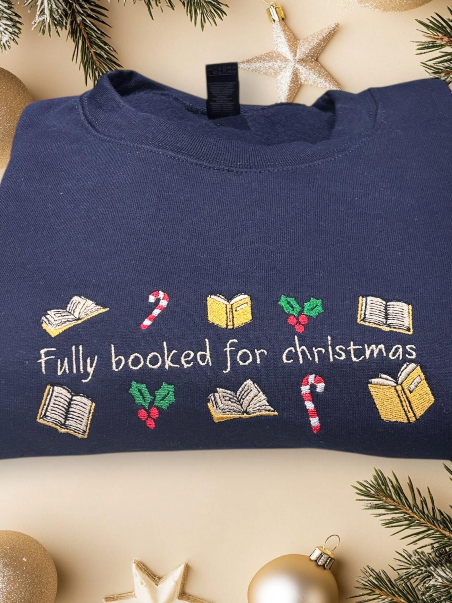 Fully Booked For Christmas, Embroidered Sweatshirt Or Hoodie. Reading hoodie, Bookish Christmas Gift. - Image 2