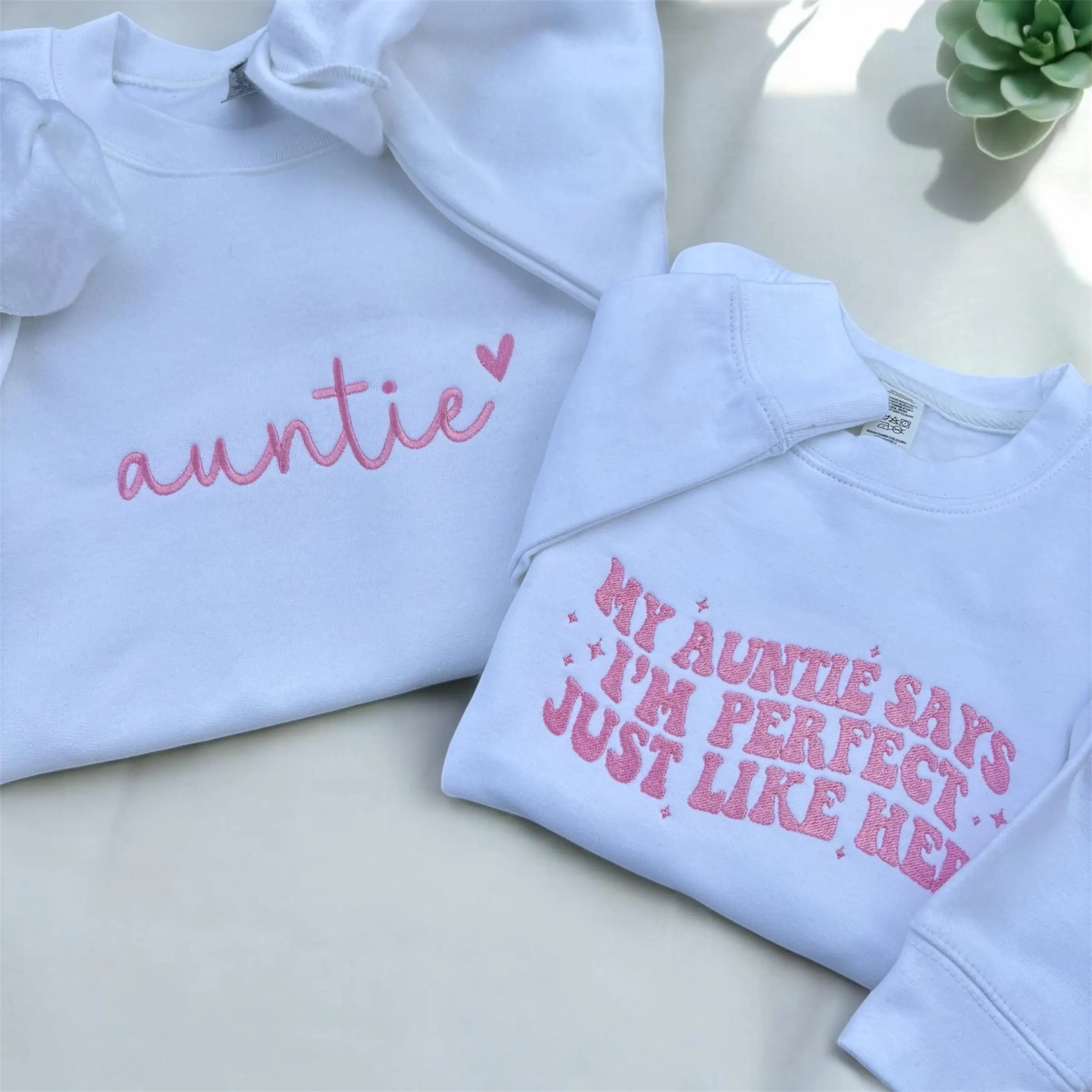 Embroidered Auntie Sweatshirt: Matching Aunt & Niece Fashion