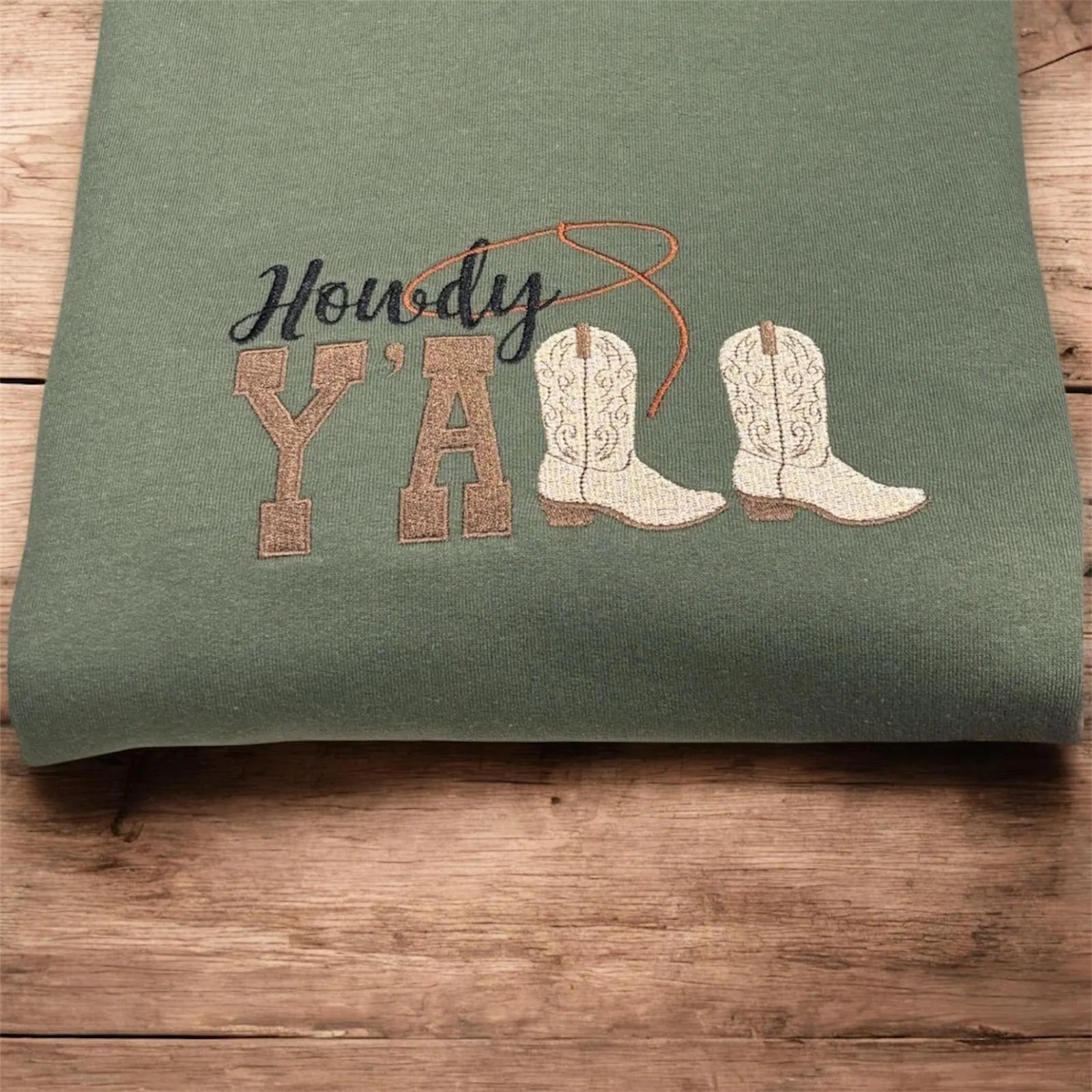 Embroidered Cowboy Boots Sweatshirt: Howdy Y'all Western Style - Image 4