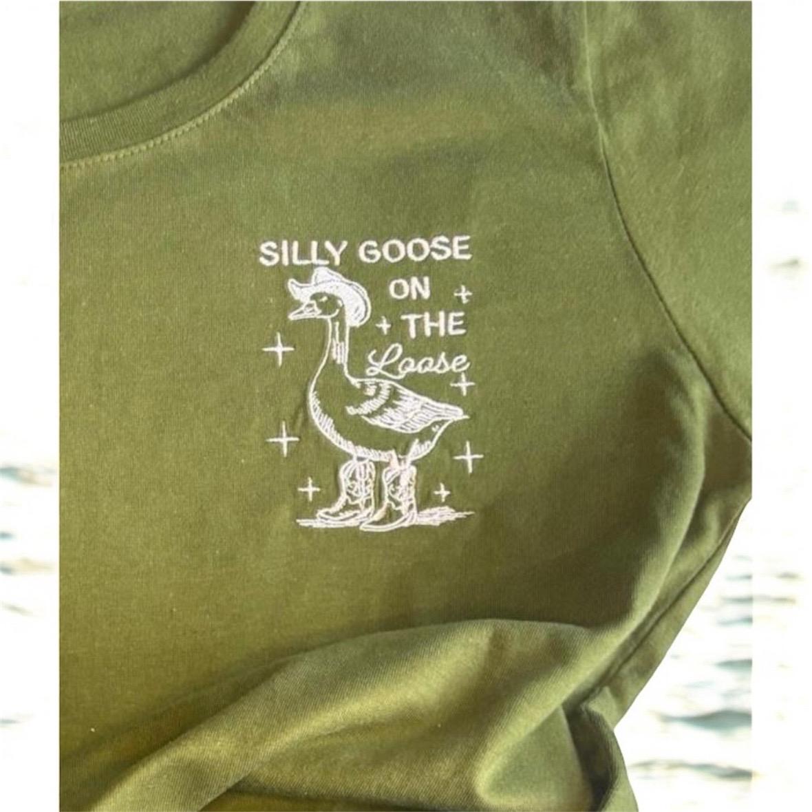Embroidered Silly Goose T-Shirt: Western Cowgirl Style - Image 3