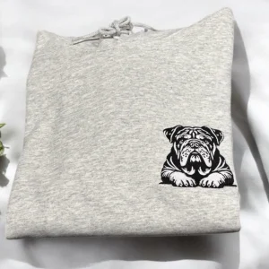 Embroidered English Bulldog Sweatshirt: Unisex Crew Neck Jumper