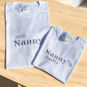 Embroidered "Nanny's Bestie" Children's T-Shirt: Matching Nan & Granddaughter Clothing