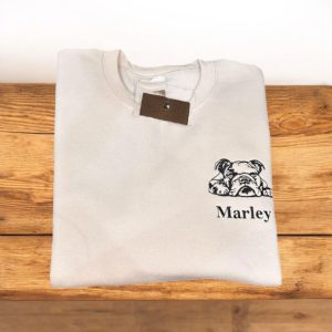 Embroidered English Bulldog Sweatshirt: Personalized Crew Neck Jumper