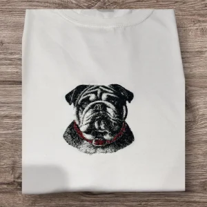 Embroidered English Bulldog Sweatshirt: Unisex Crew Neck Jumper