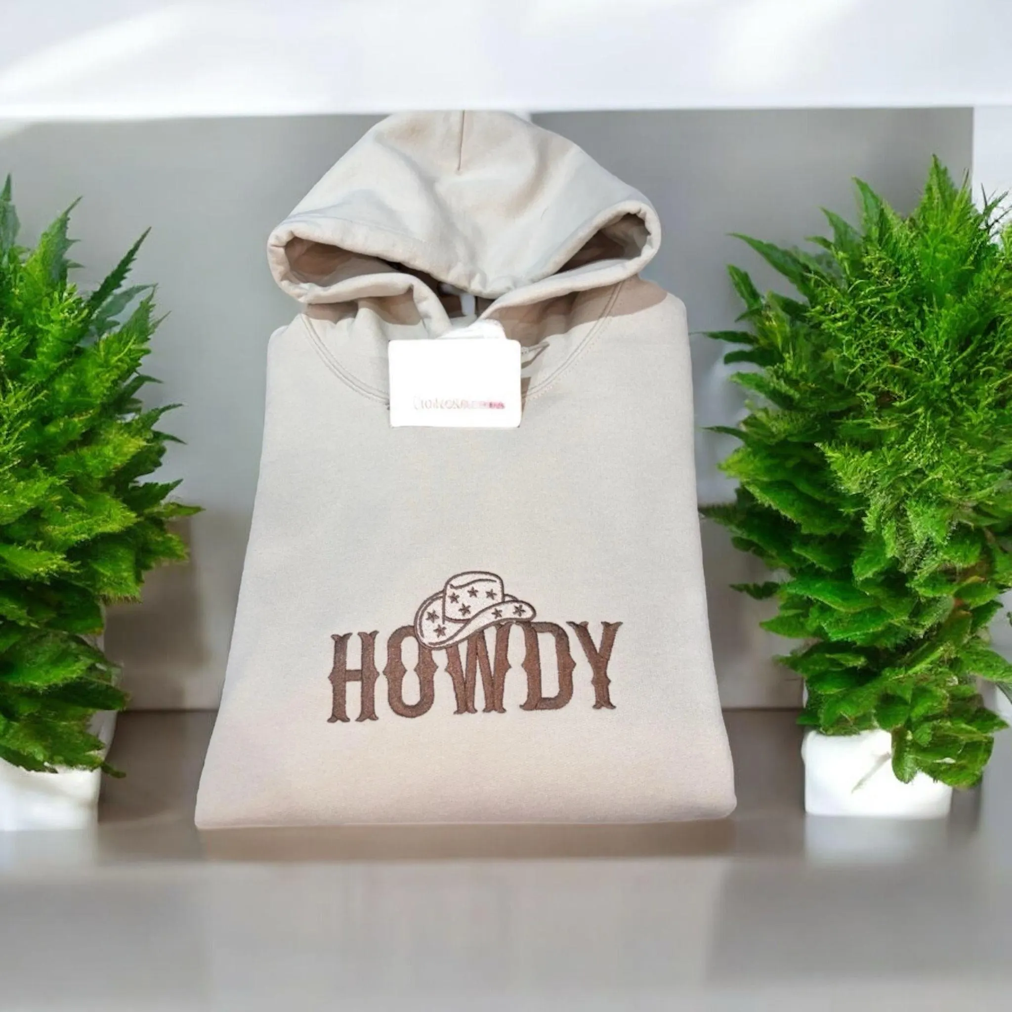 Embroidered Howdy Sweatshirt or Hoodie: Western Cowboy Hat - Image 2