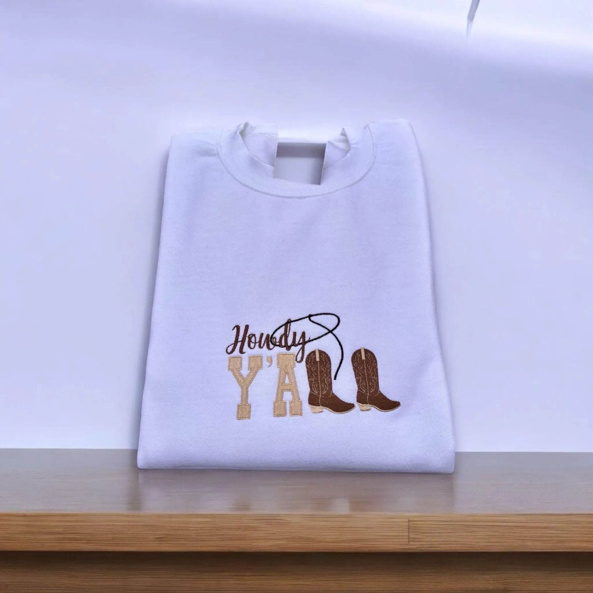 Embroidered Cowboy Boots Sweatshirt: Howdy Y'all Western Style - Image 3