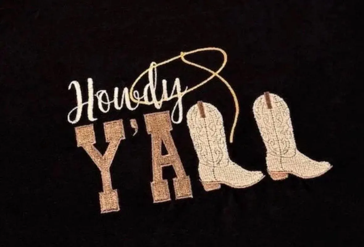Embroidered Cowboy Boots Sweatshirt: Howdy Y'all Western Style - Image 2