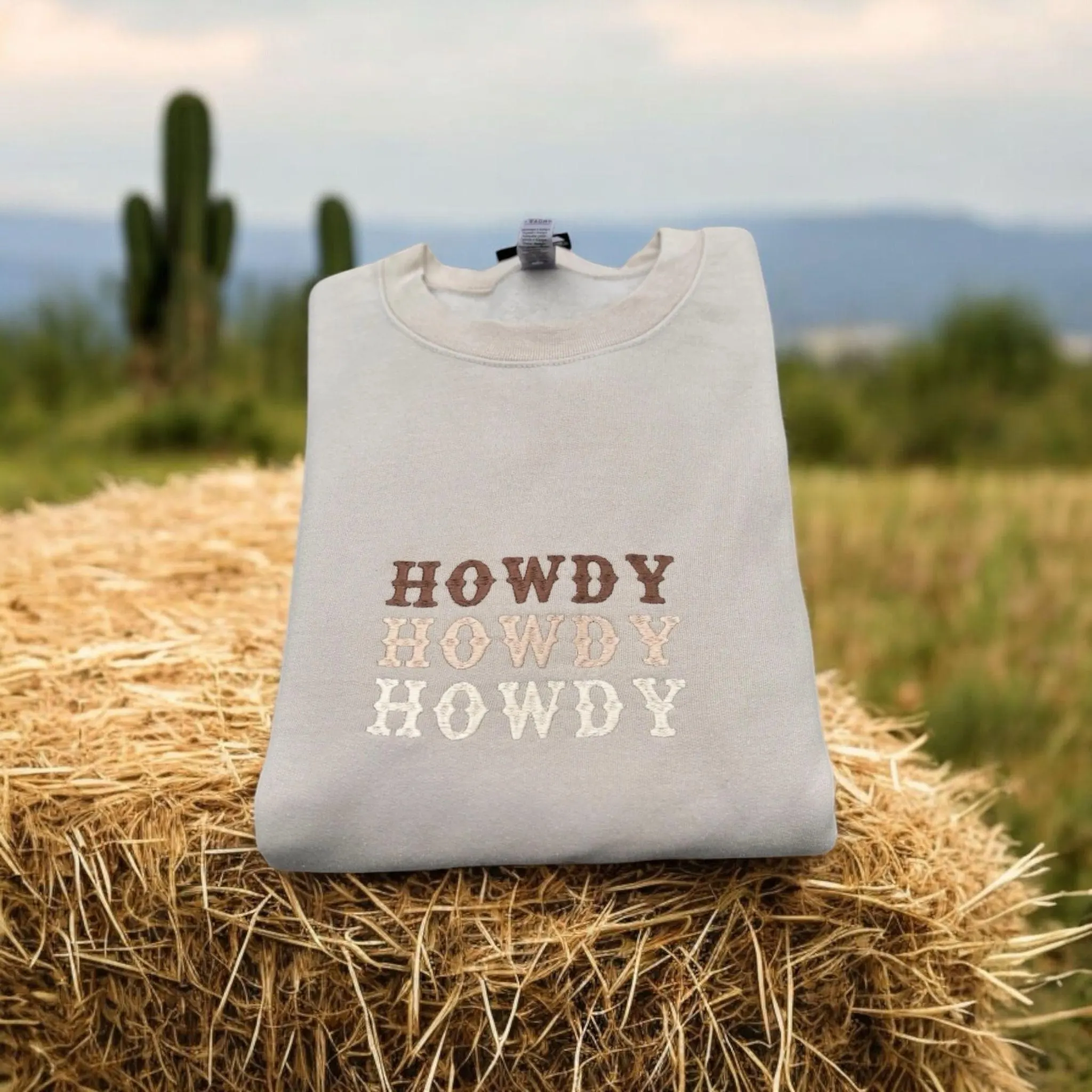 Embroidered Howdy T-shirt, sweatshirt or hoodie. Country clothing, cowgirl, western vibes. - Image 2