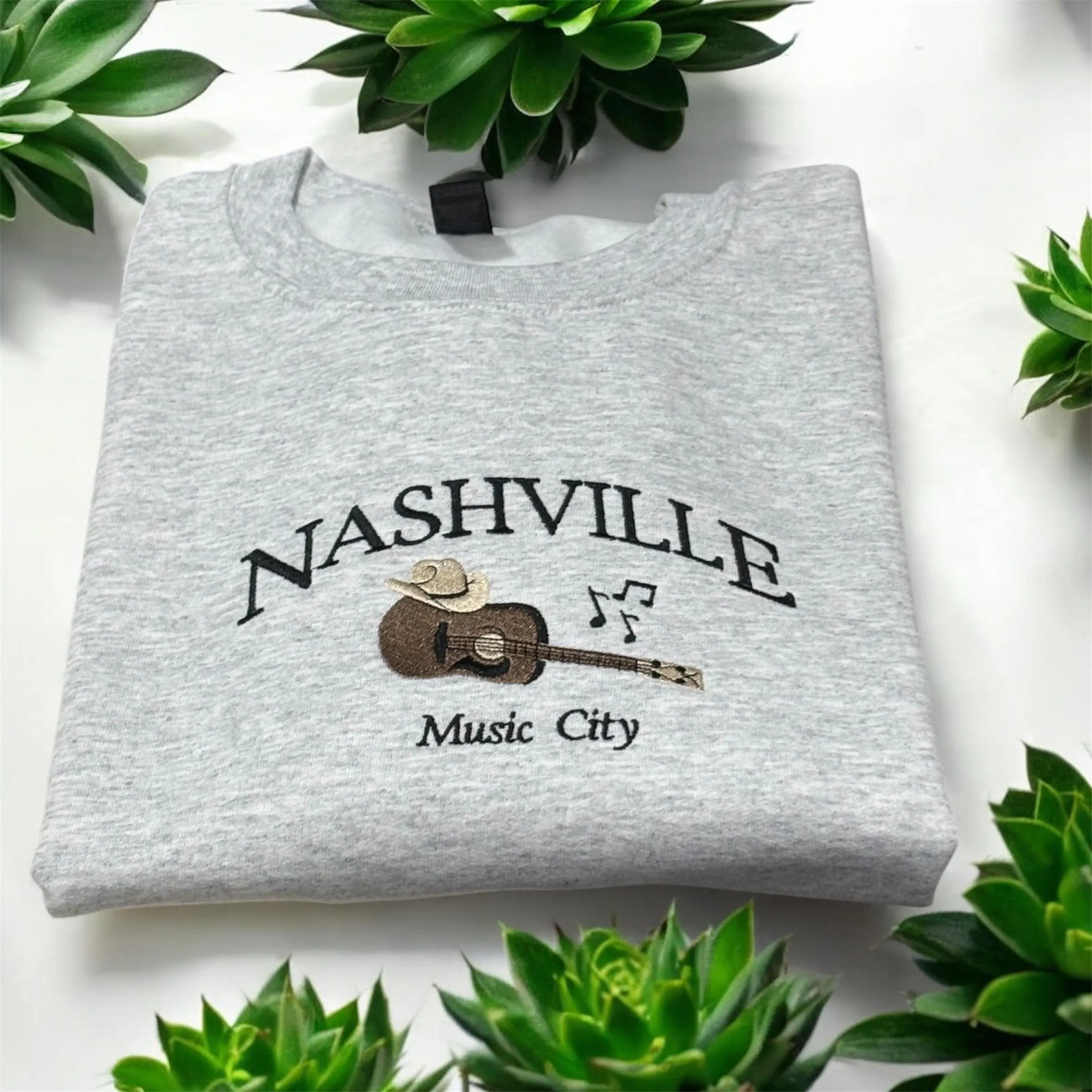 Embroidered country Nashville music city sweatshirt or hoodie. Country clothing, cowboy, western vibes. - Image 3