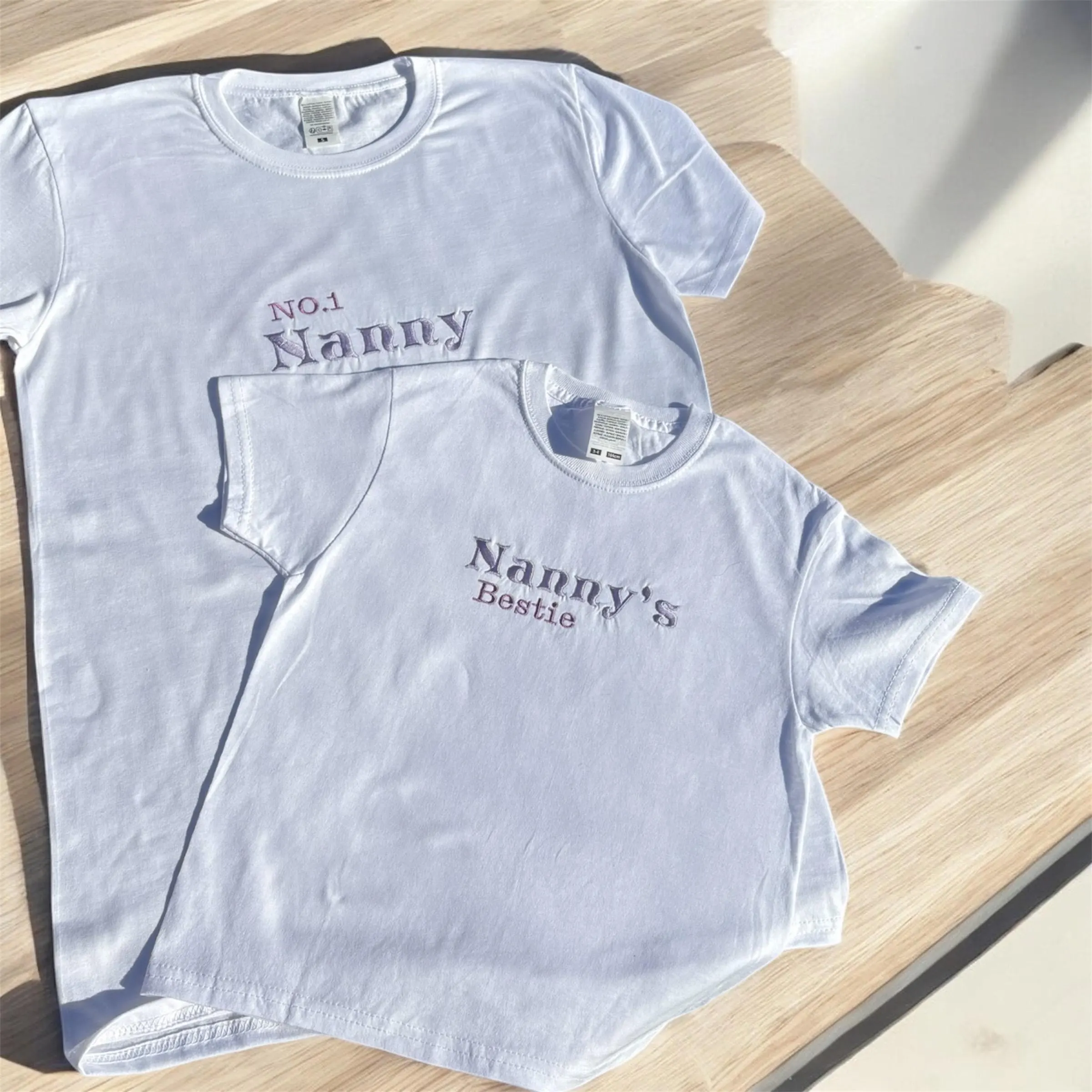 Embroidered "Nanny's Bestie" Children's T-Shirt: Matching Nan & Granddaughter Clothing - Image 2