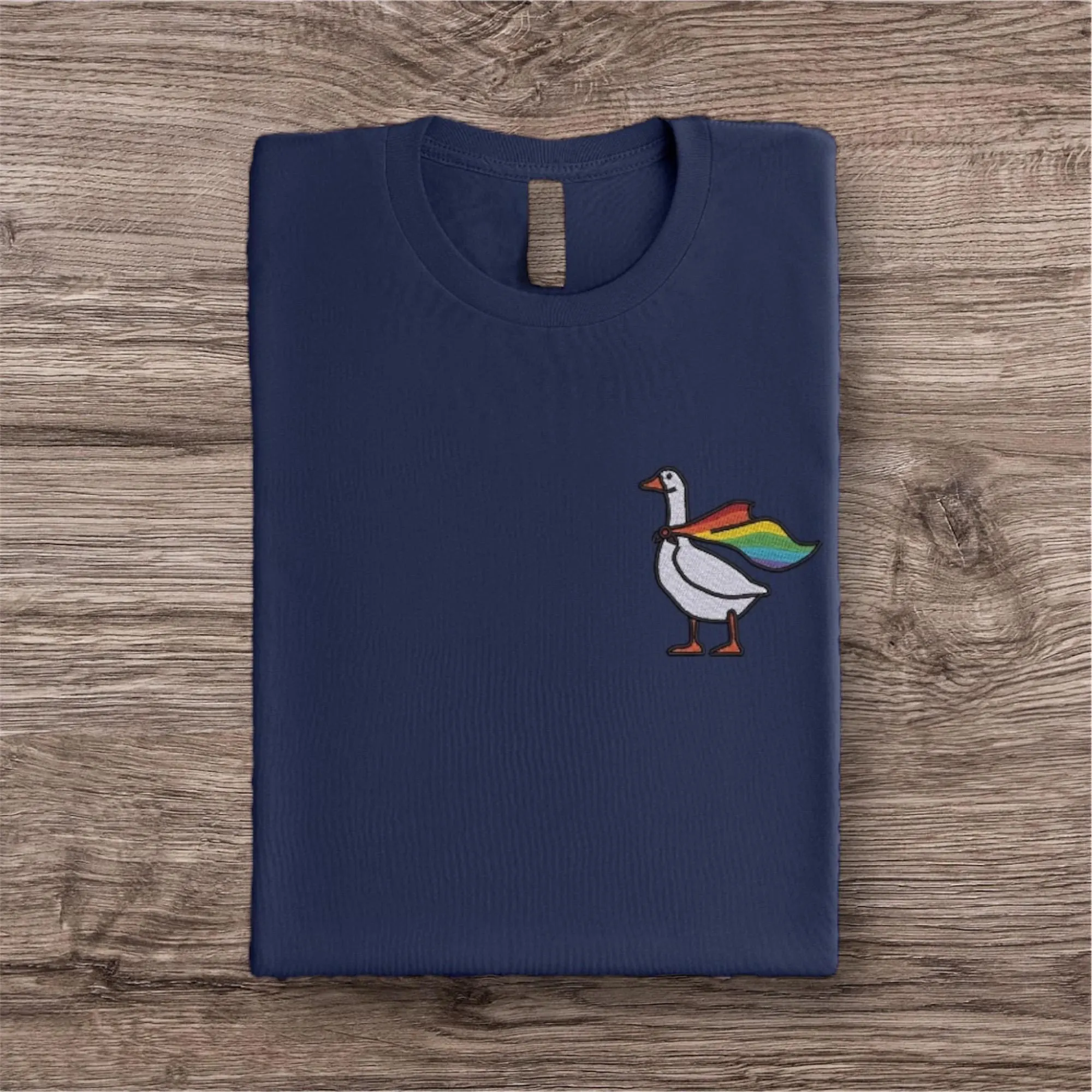 Embroidered Silly Goose LGBTQ Flag Shirt: Funny Animal Top - Image 4