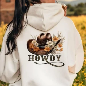Howdy Cowboy Hat Sweatshirt: Country Music Westernwear