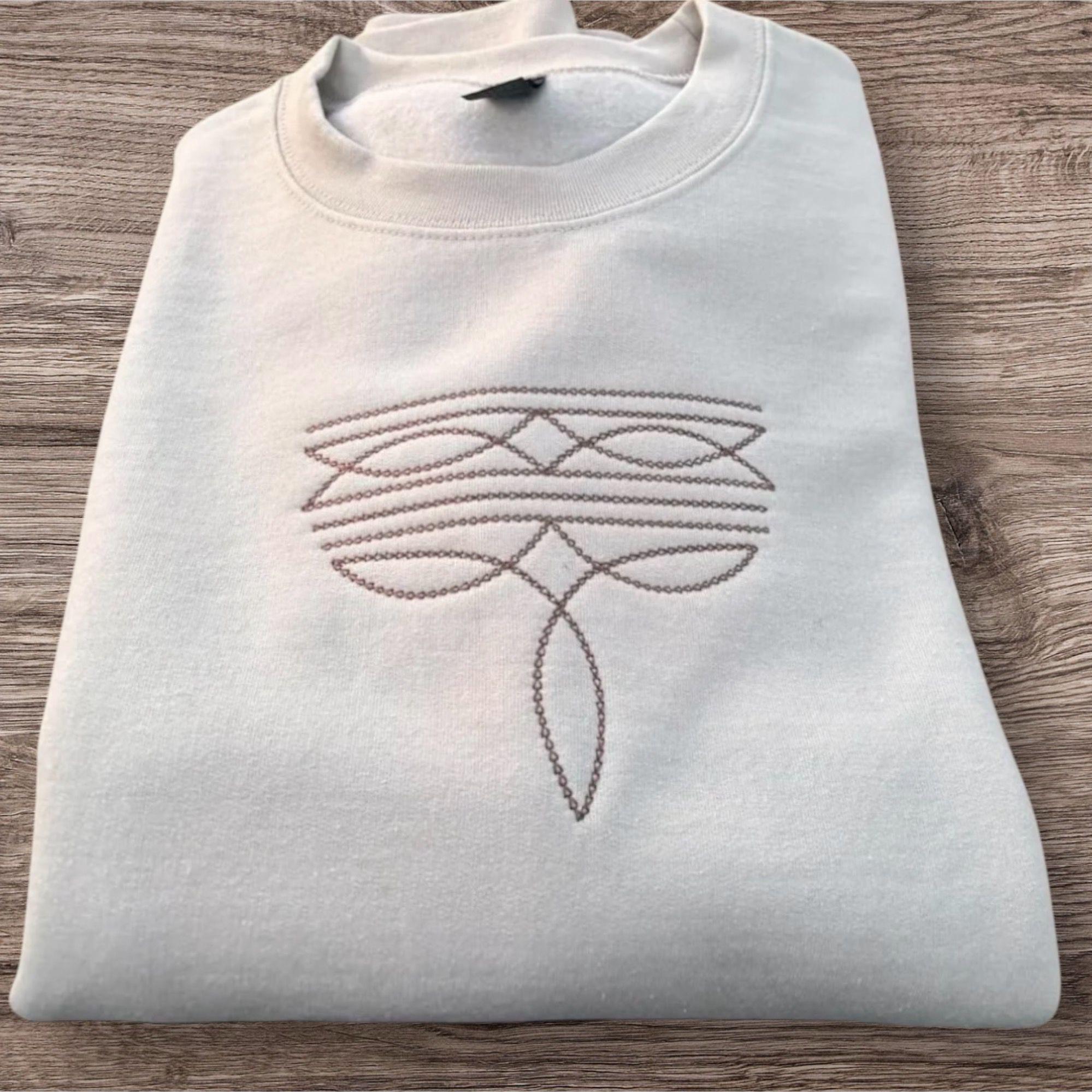 Embroidered Cowboy Boot Stitch Sweatshirt: Western Jumper