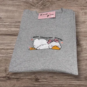Embroidered Tired Goose Sweatshirt: Funny Animal Jumper