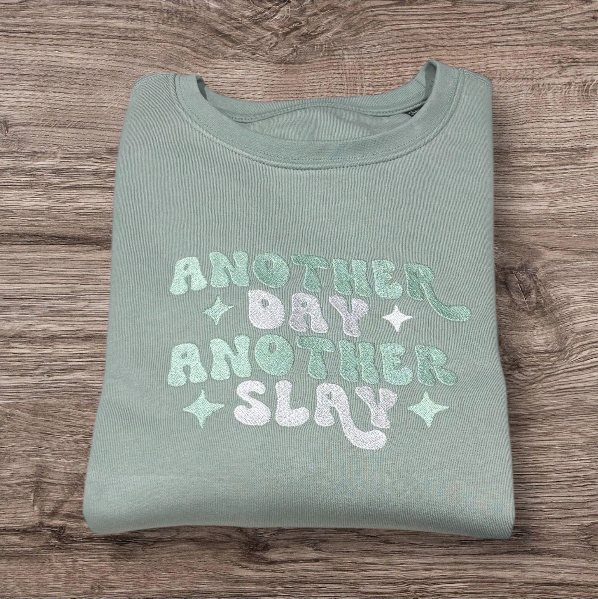 Embroidered Kids Slogan Sweatshirt: "Another Day Another Slay"