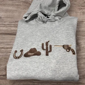 Embroidered Western Sweatshirt or Hoodie: Cowboy Country Style