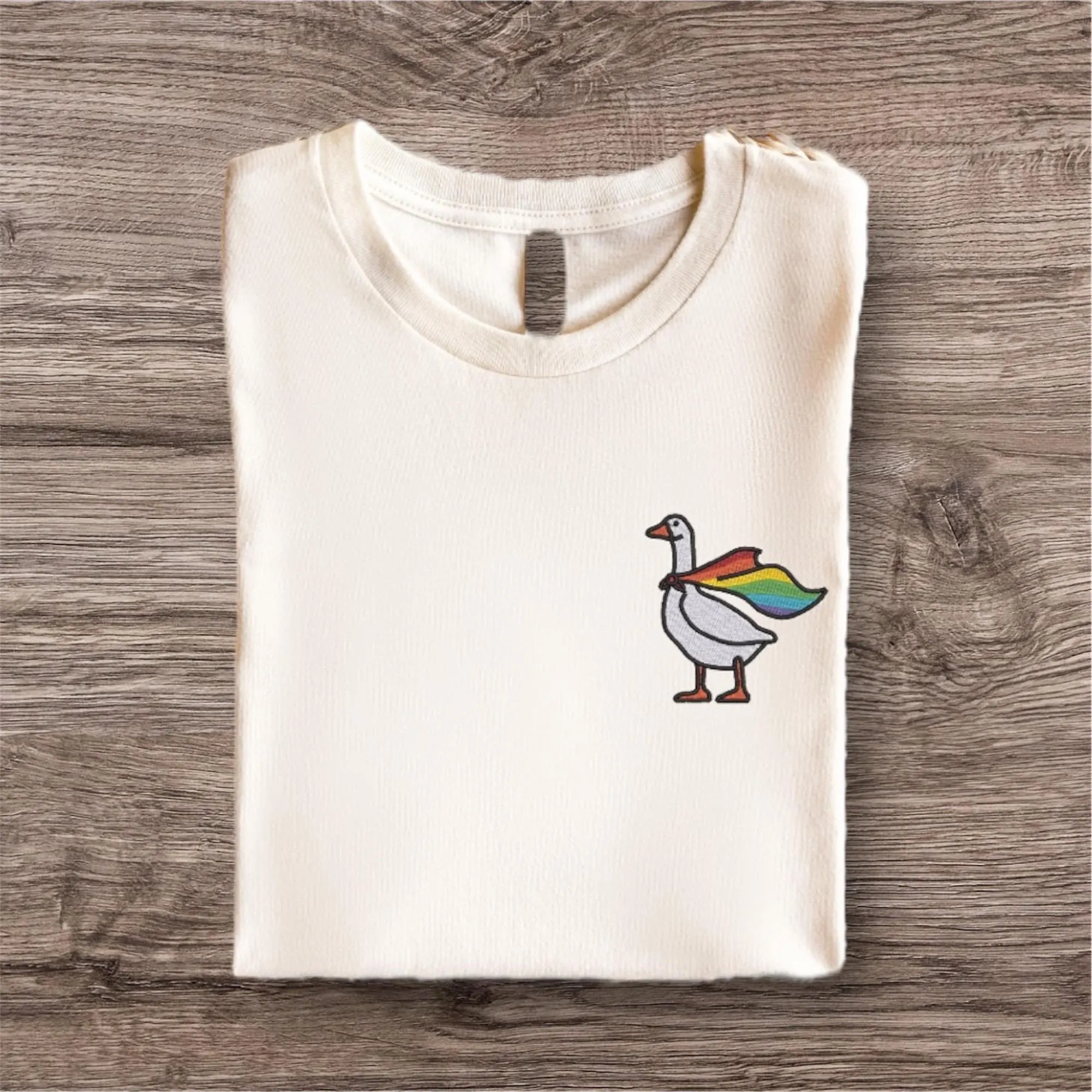 Embroidered Silly Goose LGBTQ Flag Shirt: Funny Animal Top - Image 5