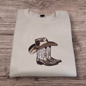 Embroidered Cowboy Boots & Hat Sweatshirt: Western Festival Outfit