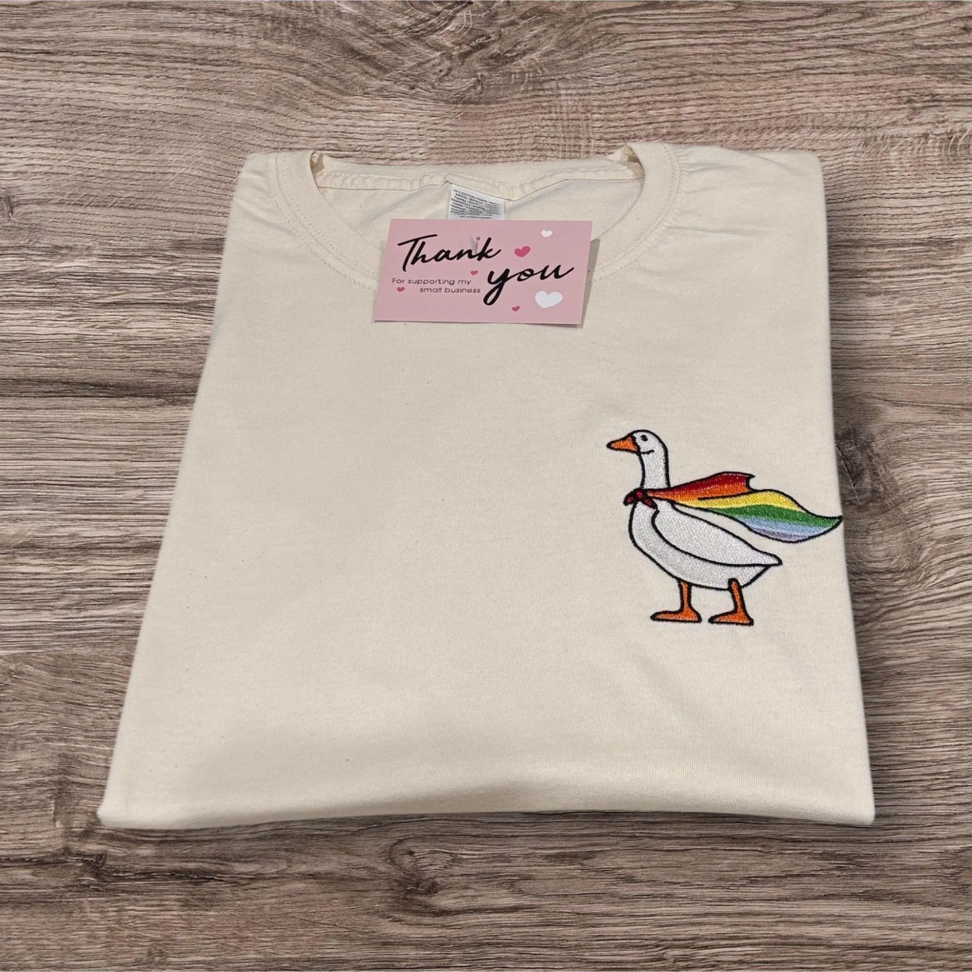 Embroidered Silly Goose LGBTQ Flag Shirt: Funny Animal Top - Image 6
