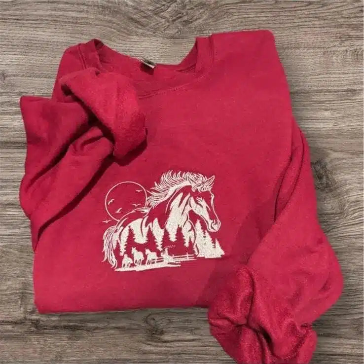 Embroidered Horse Sweatshirt: Equestrian Jumper, Horse Lover Gift