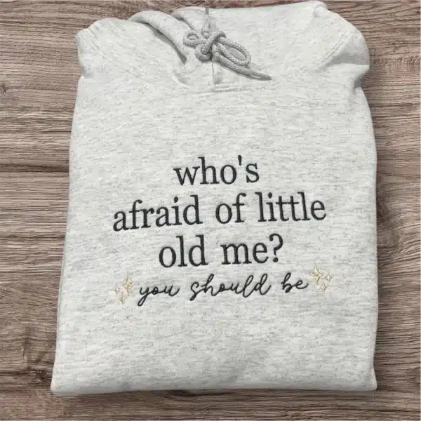 Embroidered 'who's afraid' Song Hoodie - Unisex Crew Neck Jumper - Image 4